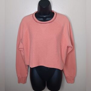 Todd Snyder x Champion Women's Small DIY Crop Boyfriend Sweatshirt Terry Salmon